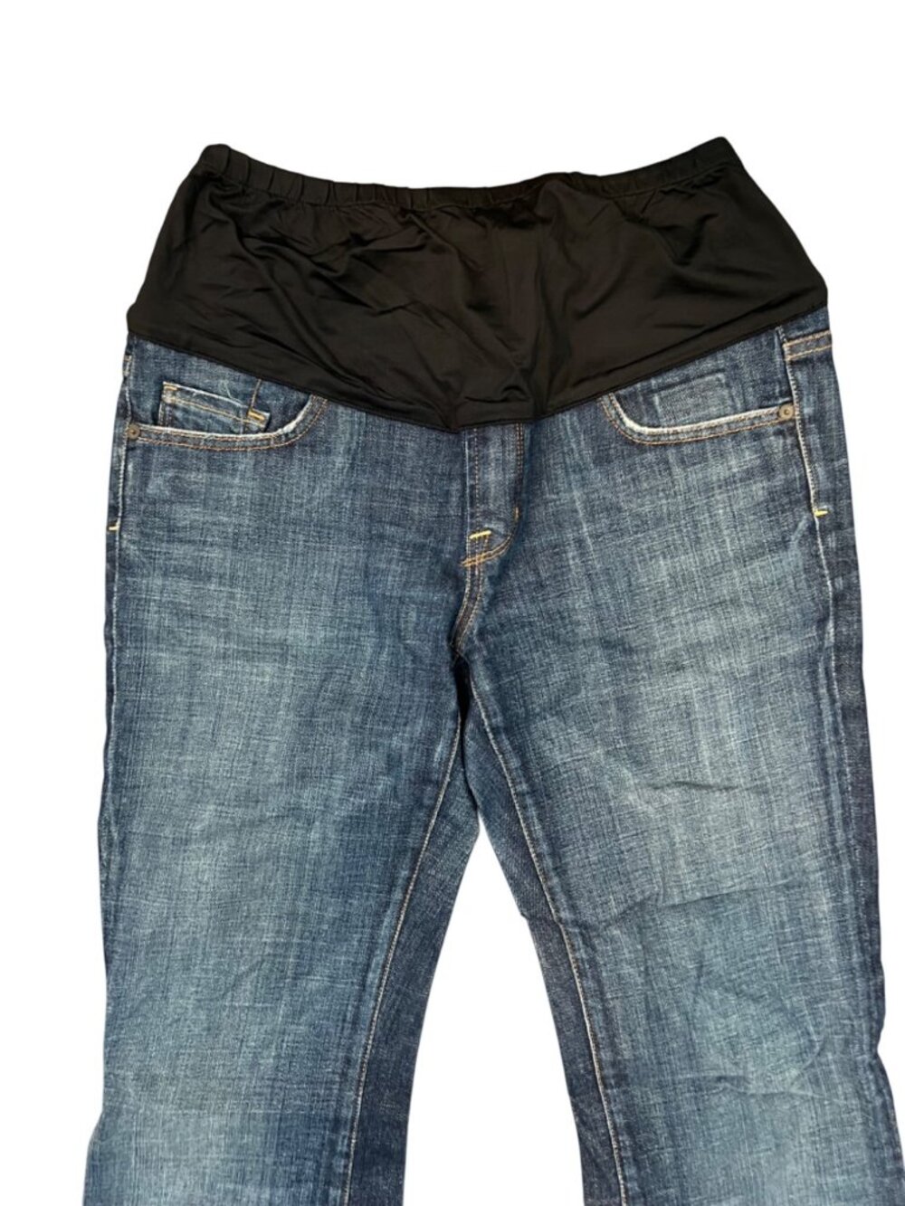 Maternity Pants size 30 Daydreamer By Dear John Blue Denim Jeans With Black Stre - Picture 8 of 8